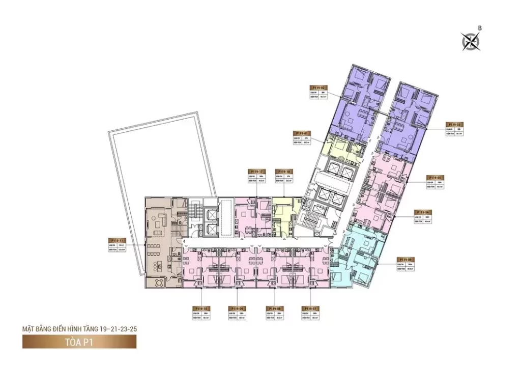 Mặt bằng tòa nhà - Khu cao tầng Shop villas - dự án Sun Cosmo Residence Đà Nẵng - Tang-19-21-23-25